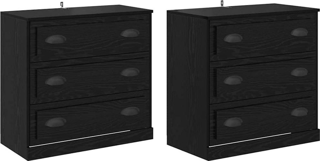 Sideboards 2 pcs Schwarz Eichen-Optik 70 x 35,5 x 67,5 cm