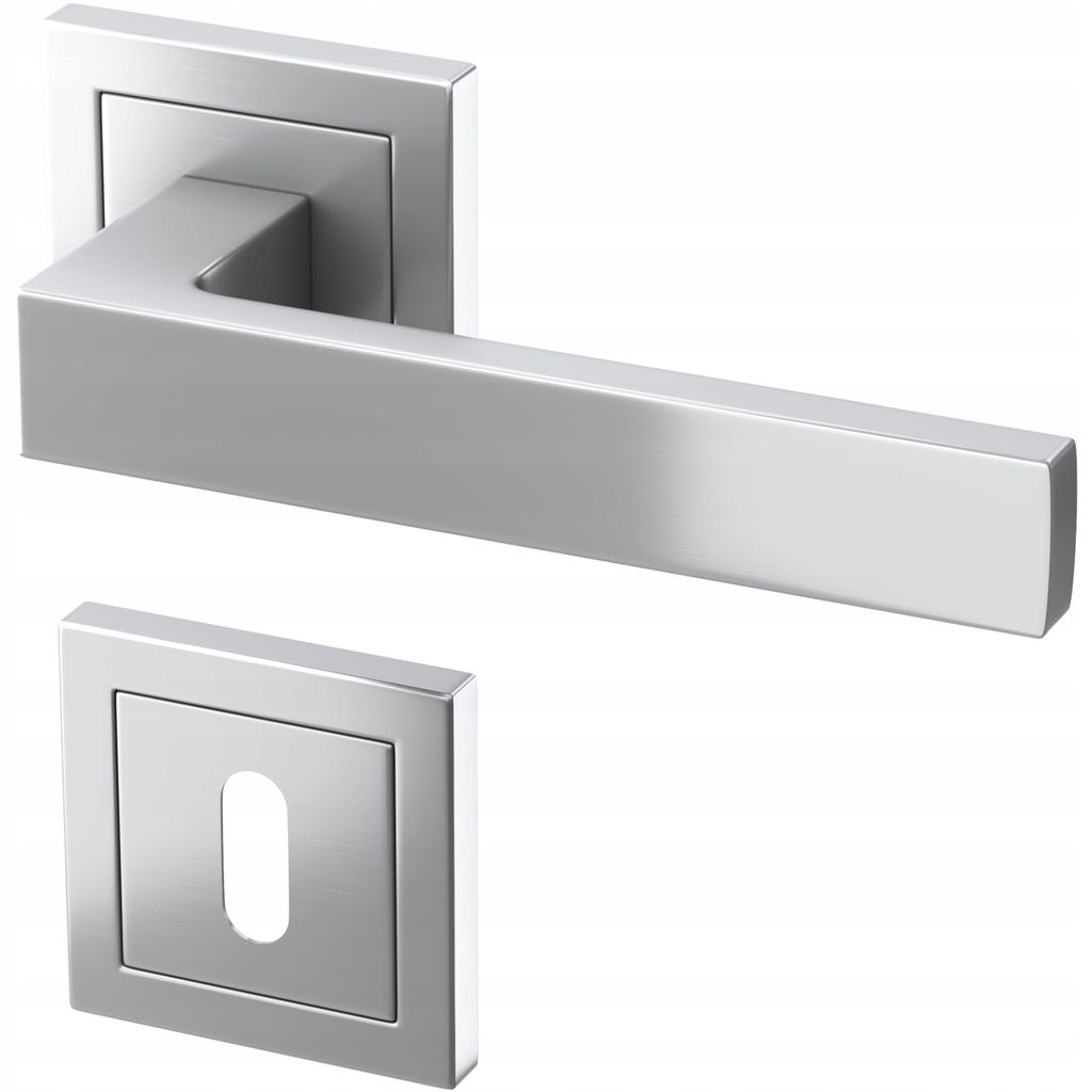 Gamar ERGO Poignée de porte Nickel Satiné avec Rosaces Clé Image du produit 