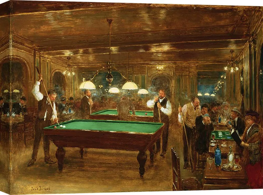 Décoration Murale Jean Béraud : Toile Tendue The Billiards 120x90 cm