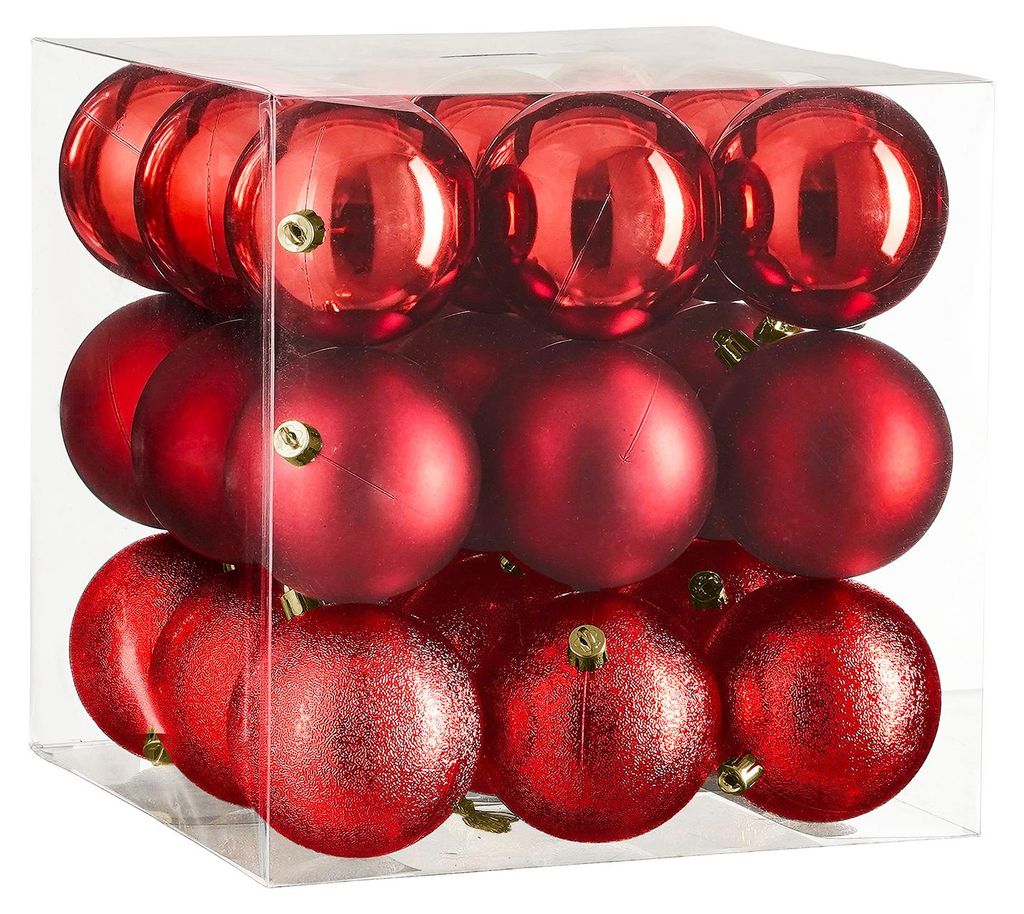 Weihnachtsbaumschmuck-Set, 27-teilig, Christbaumkugeln Rot Produktbild 