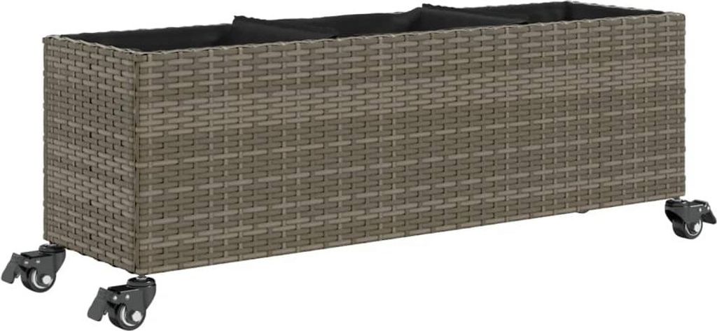 vidaXL květináč s kolečky 3 květináče šedý 107x32x38 cm Obrázek produktu 