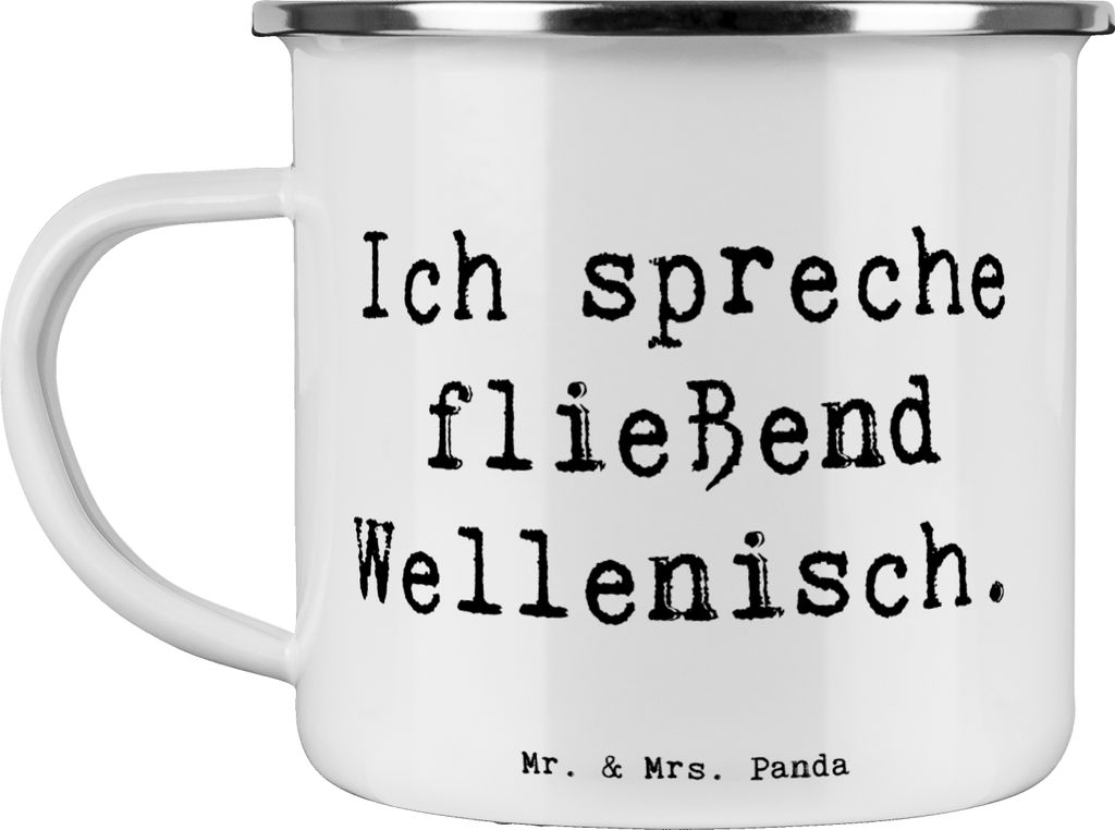 Mr. & Mrs. Panda Teetasse Spruch Fließend Surfen - Weiß - Geschenk, Sportler, Geduld, Pott, Ozean, Teamsport, Sportart, Emaille Tasse, Teebecher,...