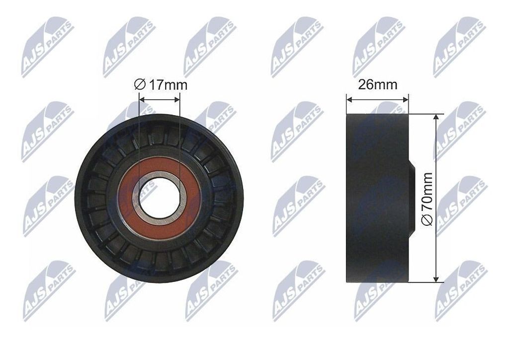 NTY RNK-BM-011 Spannrolle Keilrippenriemen 70mm für BMW 5 Produktbild 