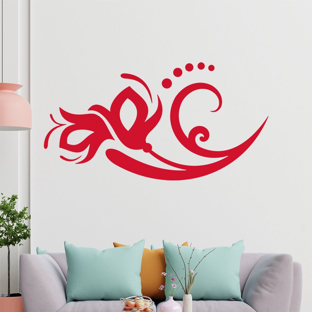 Blume - Linien Punkte Wandtattoo in 6 Größen - Wandaufkleber Wall Sticker - Dekoration, Küche, Wohnzimmer, Schlafzimmer, Badezimmer