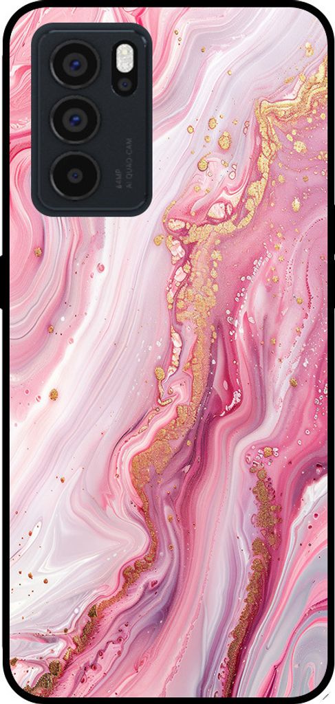 Smartphonica Telefon Fall geeignet für Oppo Reno6 Pro mit Marmor-Druck - TPU zurück Abdeckung Fall Marmor-Design - Pink