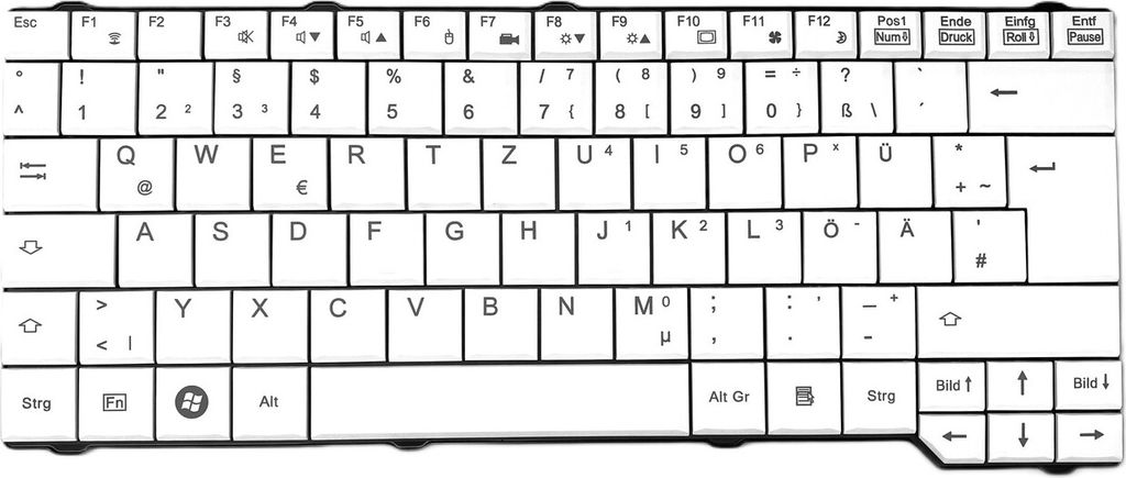 DEUTSCHE - Weiß Tastatur Keyboard kompatibel für P/N: S26391-F150-B221, 90.4H707.S0G