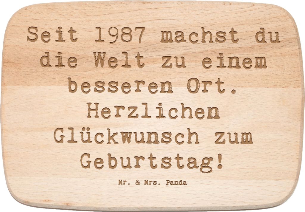 Mr. & Mrs. Panda Frühstücksbrettchen Spruch 1987 Geburtstag - Transparent - Geschenk, Happy Birthday, Alter, küchenholzbrett, schneidbrett, Frü...