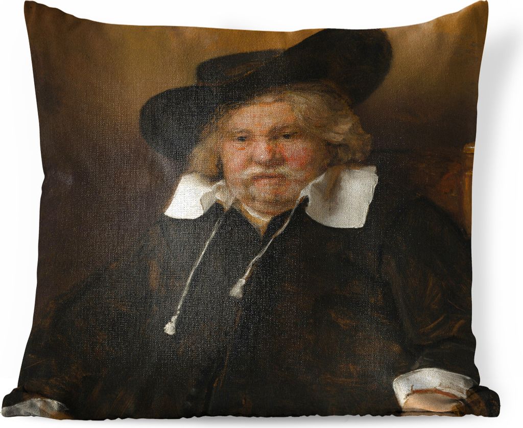 MuchoWow Zierkissen Sofakissen Wohnzimmer Dekokissen 45x45 cm Bildnis eines alten Mannes - Rembrandt van Rijn - Schlafpolster - Polster für das ...