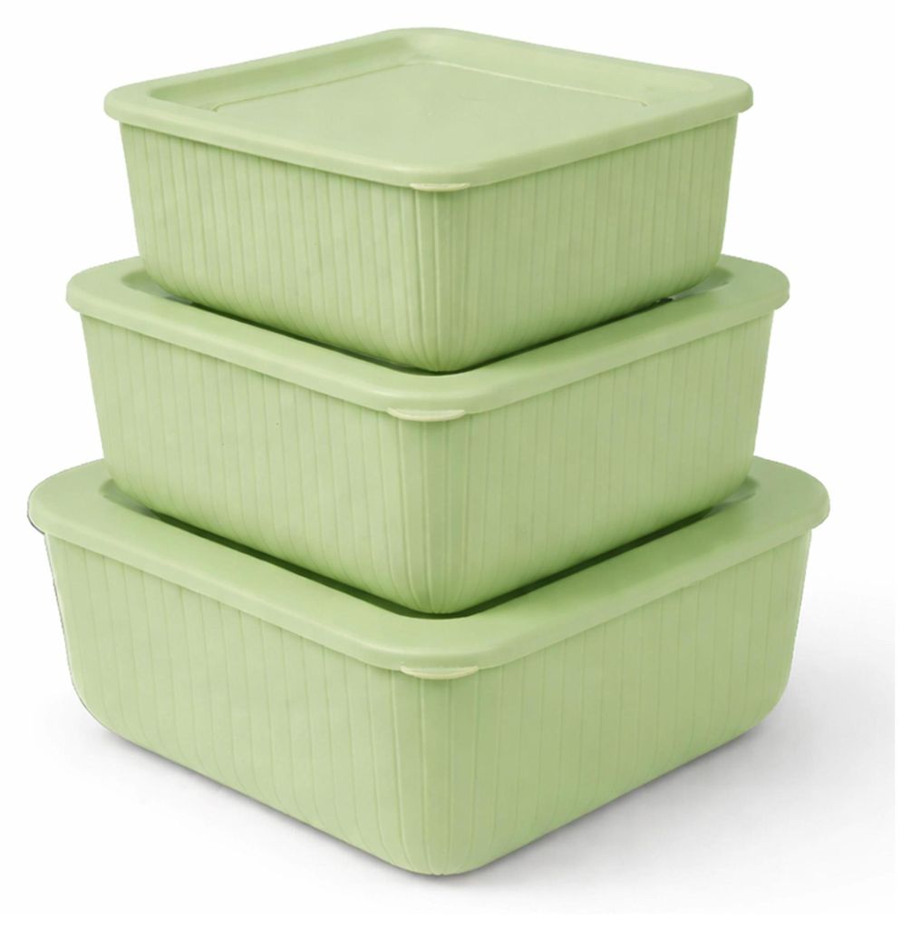 Frischhaltedose mit Deckel 3er Set Luftdicht "BPA-Frei" aus Kunststoff FoodPrep Meal Prep Vorratsdose Clip und Close - Grün