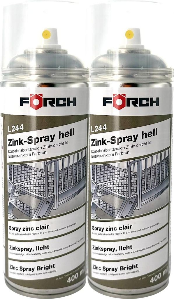 2x FÖRCH Zink Zinkspray Hell L244 Rost Korrosionsschutz Punktschweißfähig 400ml