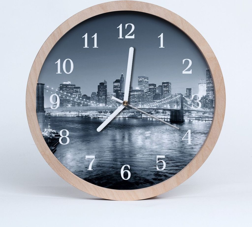 Holzuhr 20fi cm wanduhr - City-Nacht-Stadt