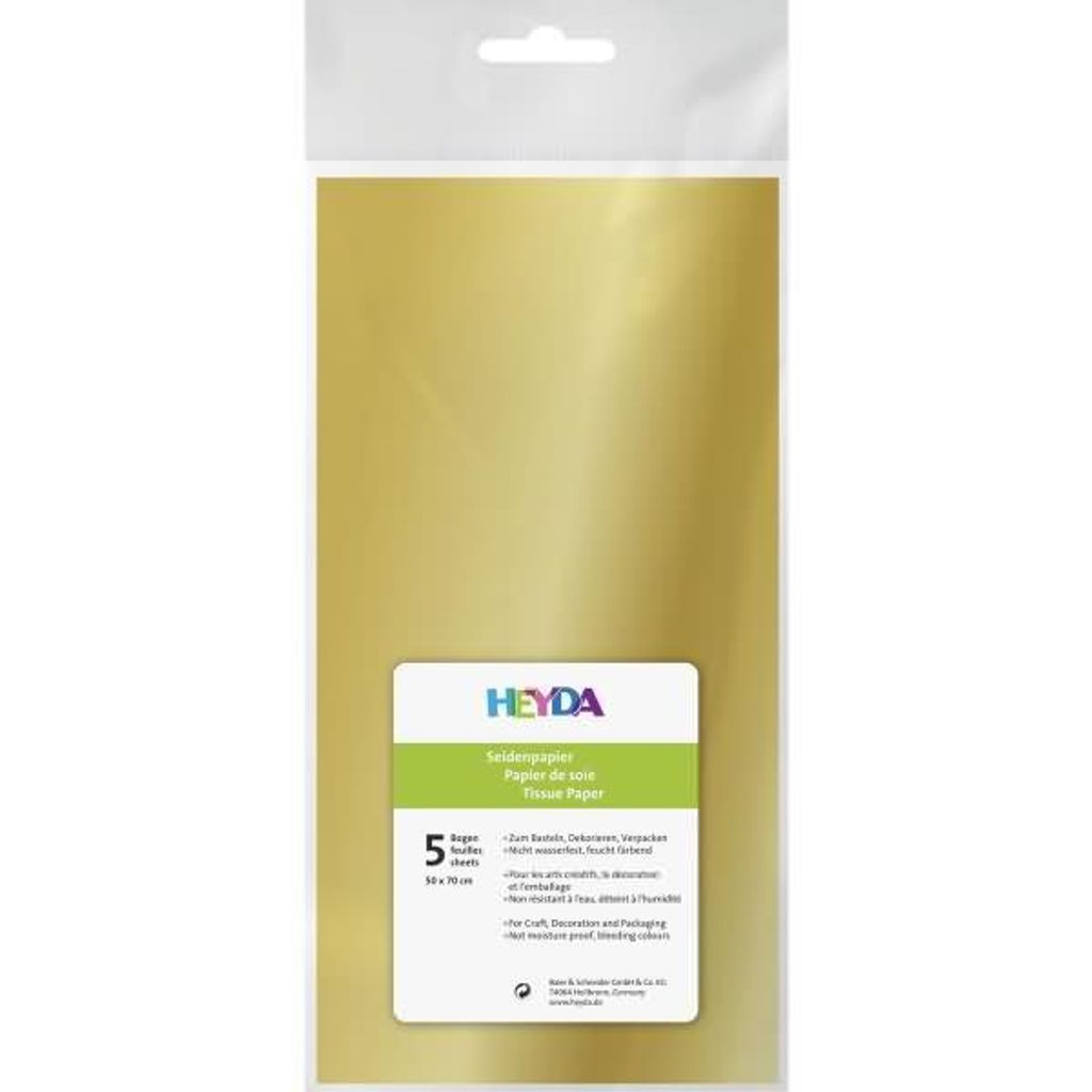 HEYDA 203310591 Seidenpapier 50 x 70 cm goldfarben einseitig
