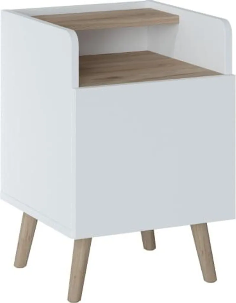 Chevet moderne Skandi avec tiroir et étagère pour chambre à coucher