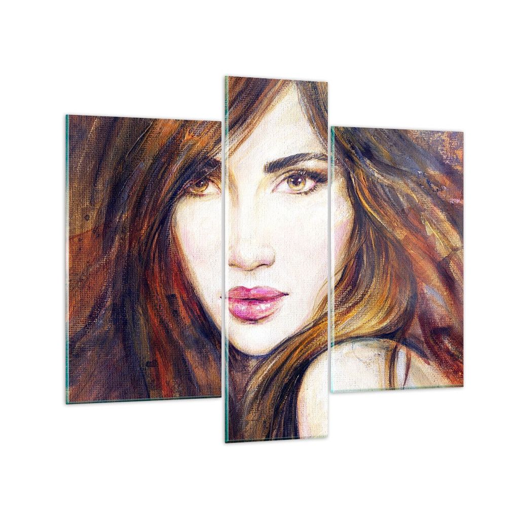 Bilder auf glas - Frau Gesicht Lippen - 95x80cm - Glasbilder - Wandbilder - Kunstdruck - zum Aufhängen bereit - Wanddekoration aus Glas - Glas Bil...