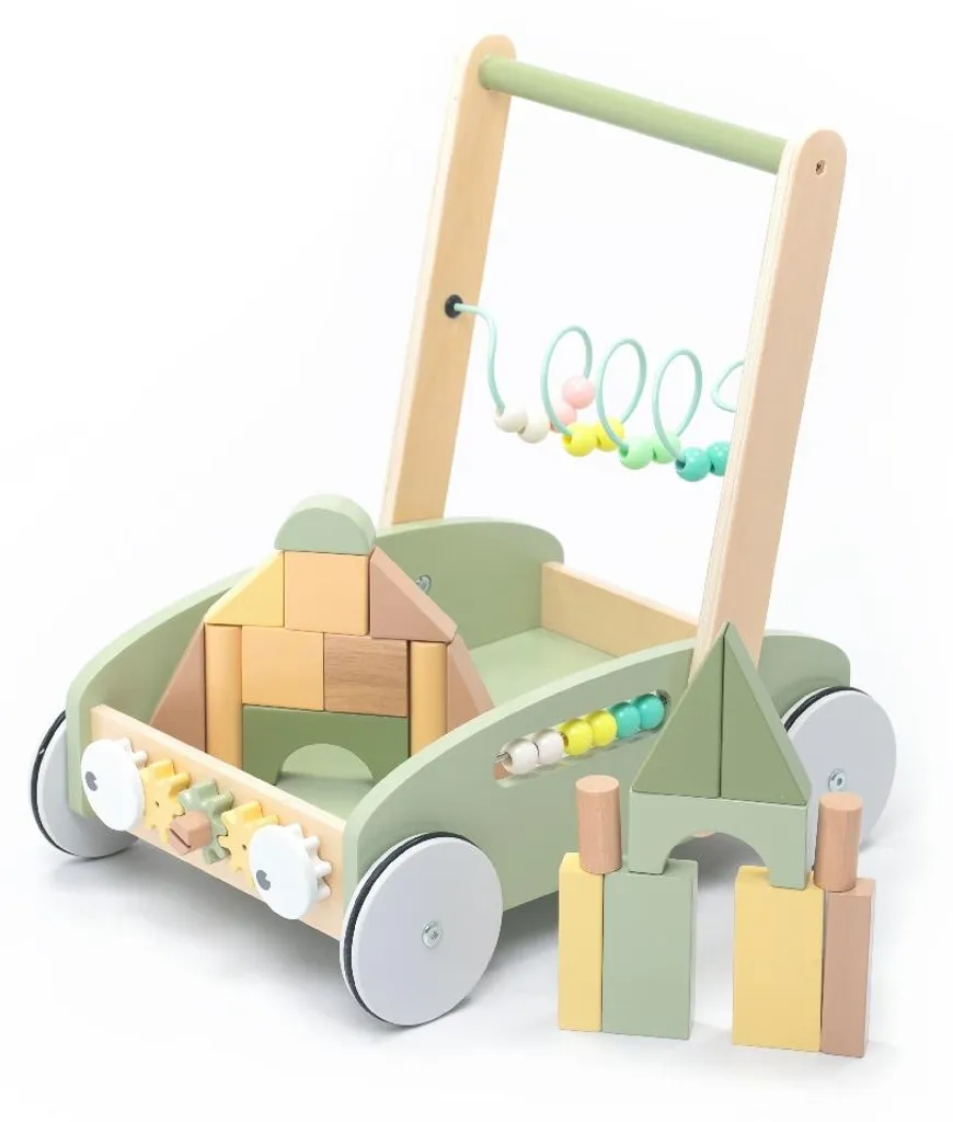 Apprendre à marcher sans glisser : Trotteur 5 en 1 bois vert UMU Toys