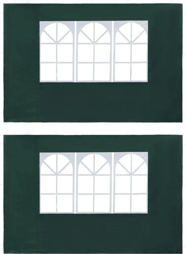 Murs de tente de jardin pour protection vent et pluie Vert 2 pcs fenêtres