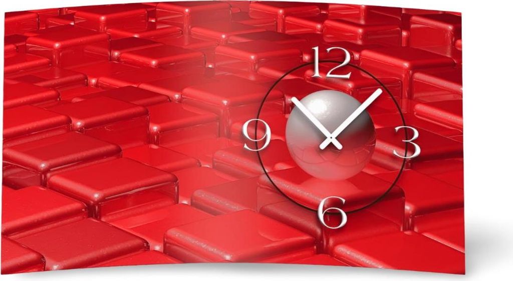 Digital Designer Art abstrakt rot Designer Wanduhr abstrakt modernes Wanduhren Design leise kein ticken DIXTIME 3DS-0420