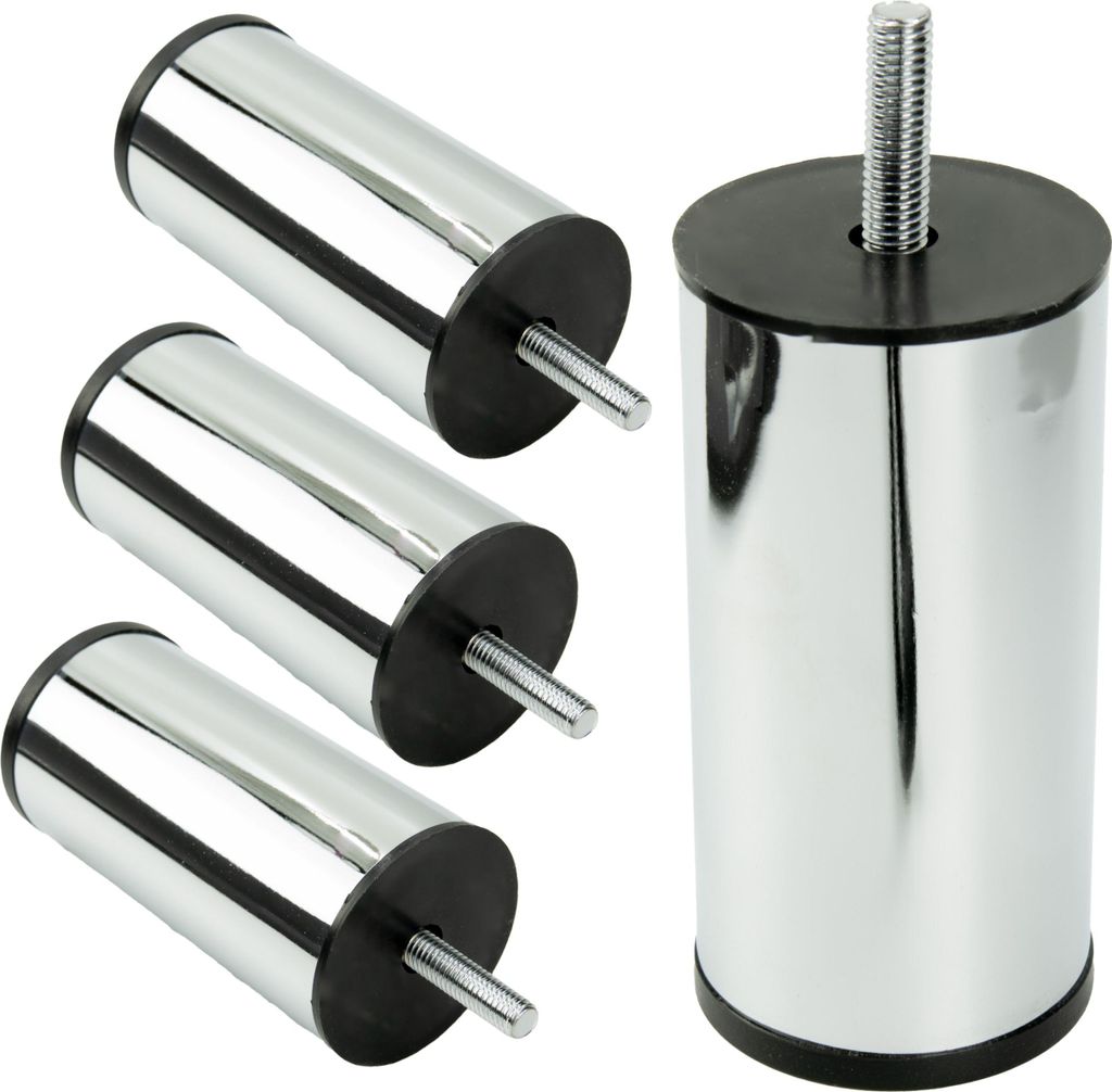 Elegantes 4er Set Möbelbeine in Silber-Chrom, 10 cm hoch - Minimalistischer, robuster und stilvoller Designabschluss für Ihre Möbel.