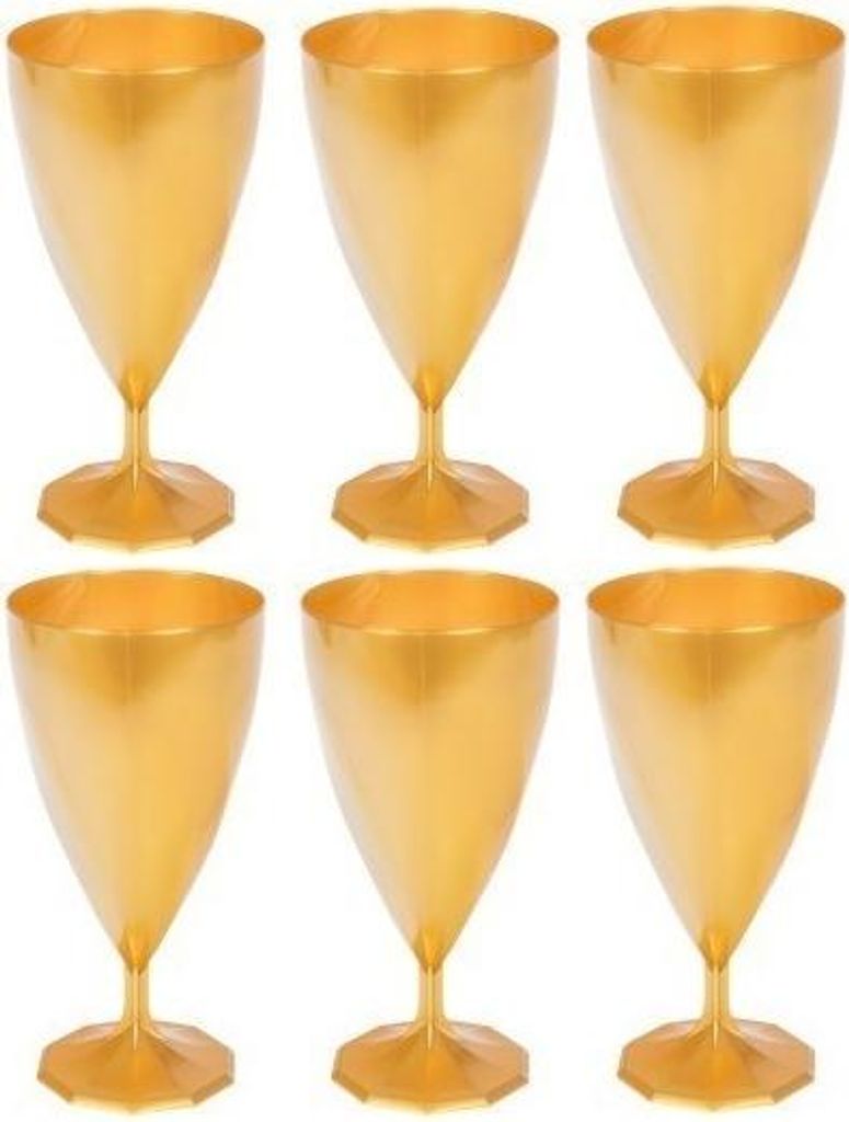 Zlaté plastové sklenice na víno, 150 ml, 6 ks. Obrázek produktu 