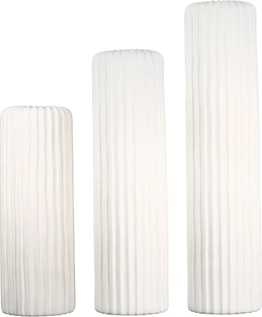 Vase blanc 46 cm en céramique artisanale mate style scandinave