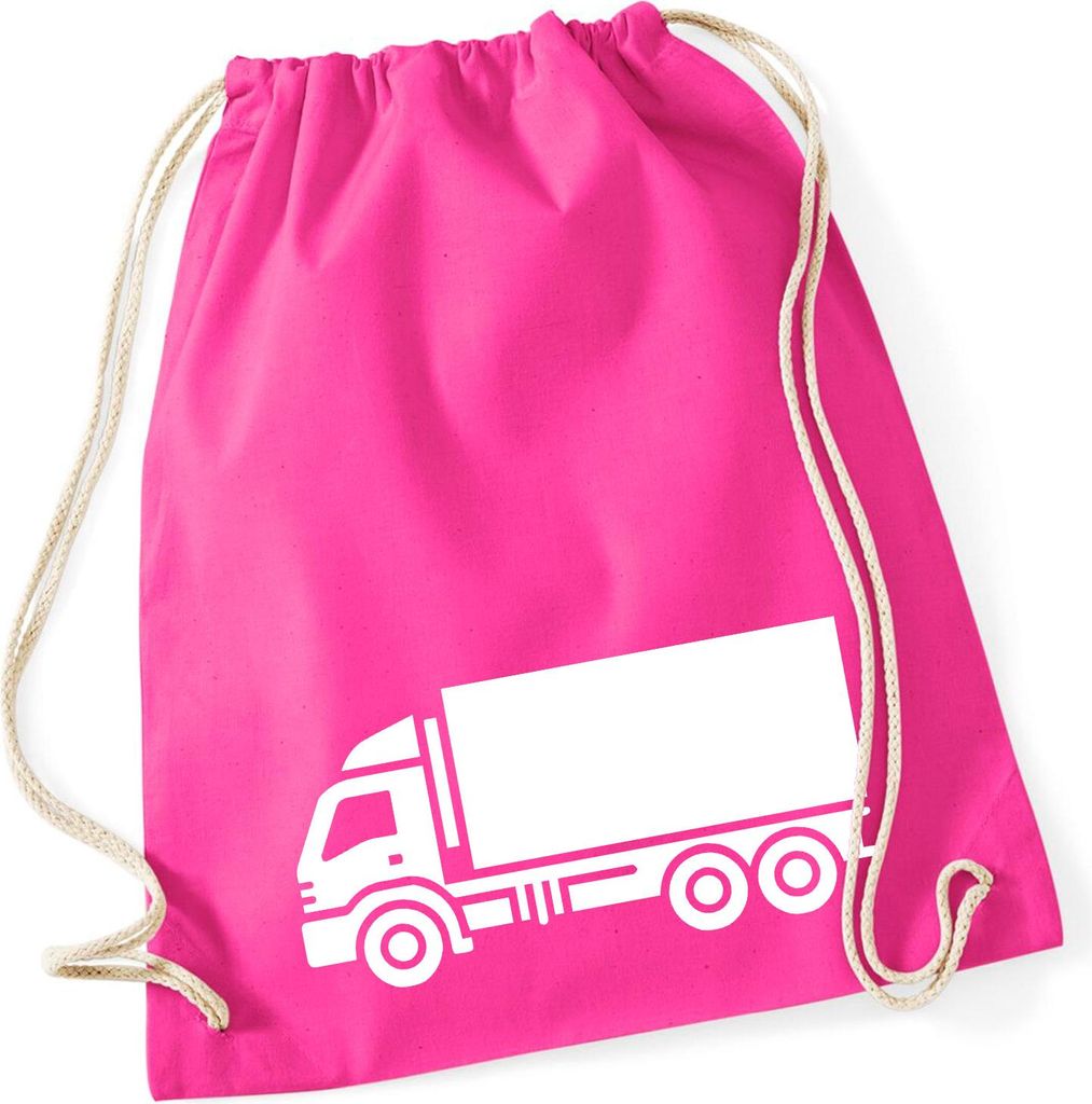 Huuraa Turnbeutel LKW Lastkraftwagen 12 Liter Fuchsia Baumwolle Rucksack Geschenkidee