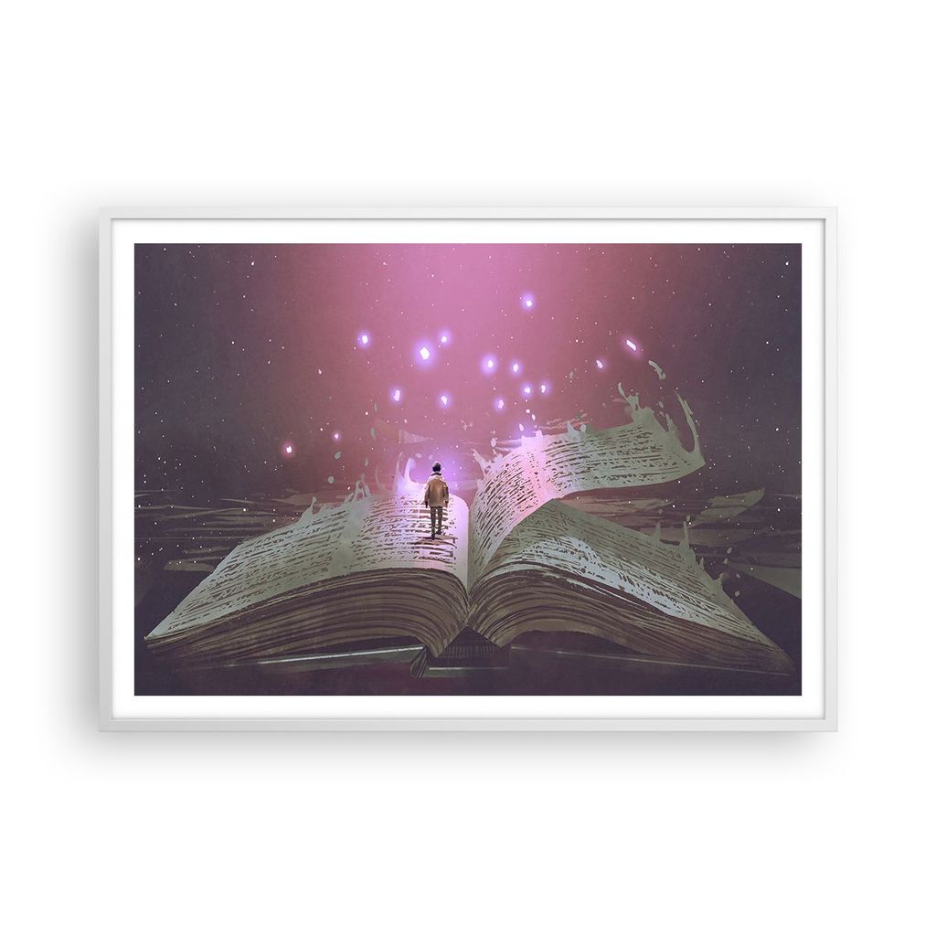 Gerahmtes Poster - Weißer Rahmen - Fantasy Buch - 100x70 cm - Wand Bild - Wanddeko - Wandbilder - Kunstposter - Wandposter - Bilderrahmen - Bilder...