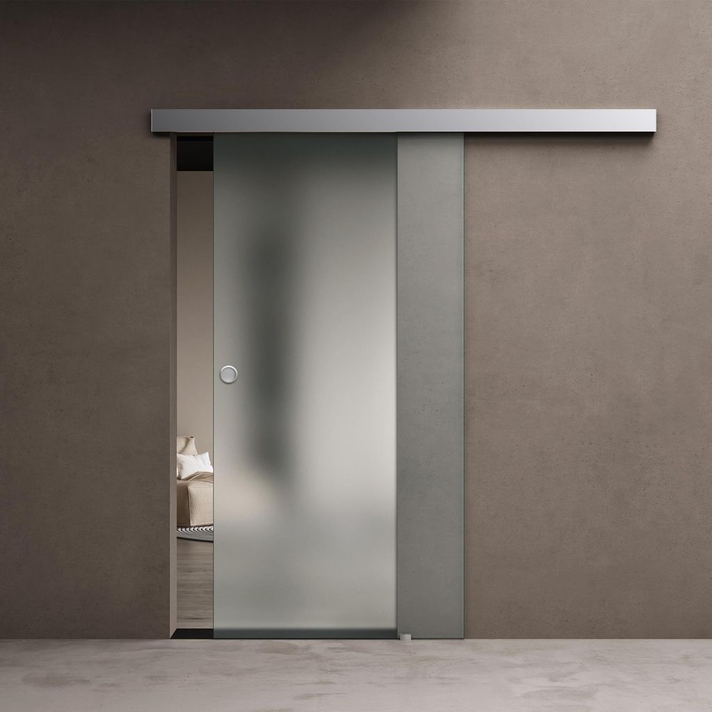 Porte Coulissante Noir 90x205 Cm – Verre Trempé Et Aluminium, EAN 8721012120600