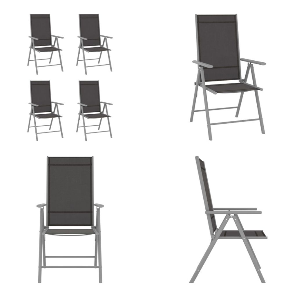 vidaXL Gartenstühle Klappbar 4 Stk. Textilene Schwarz - Gartenstuhl - Gartenstühle - Klappstuhl - Klappstühle