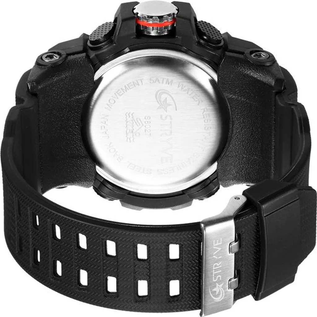 STRYVE HU-38684 Orologio Militare Nero Oro - Dual Time Impermeabile - 3