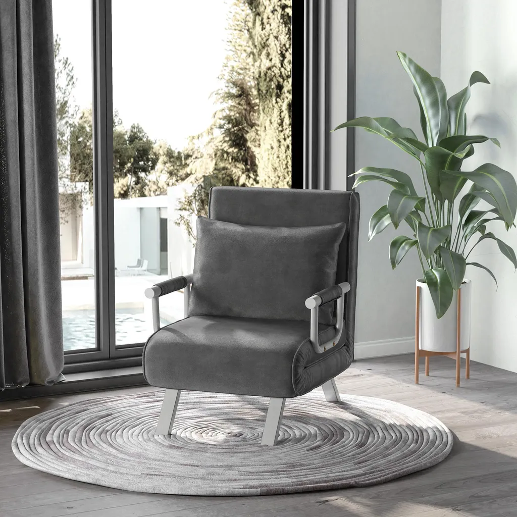 Lit d'Appoint Gain de Place 65 cm pour Studio et Chambre d'Amis Gris - 2
