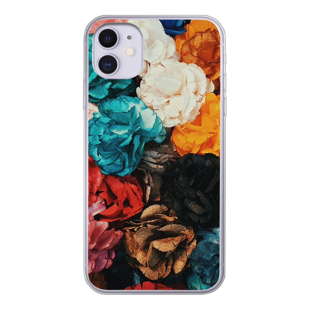 MuchoWow Handyhülle Schutzhülle Hülle für iPhone 11 Wand - Rosen - Abstrakt Silikon Softcase Handy Hülle - Handytasche