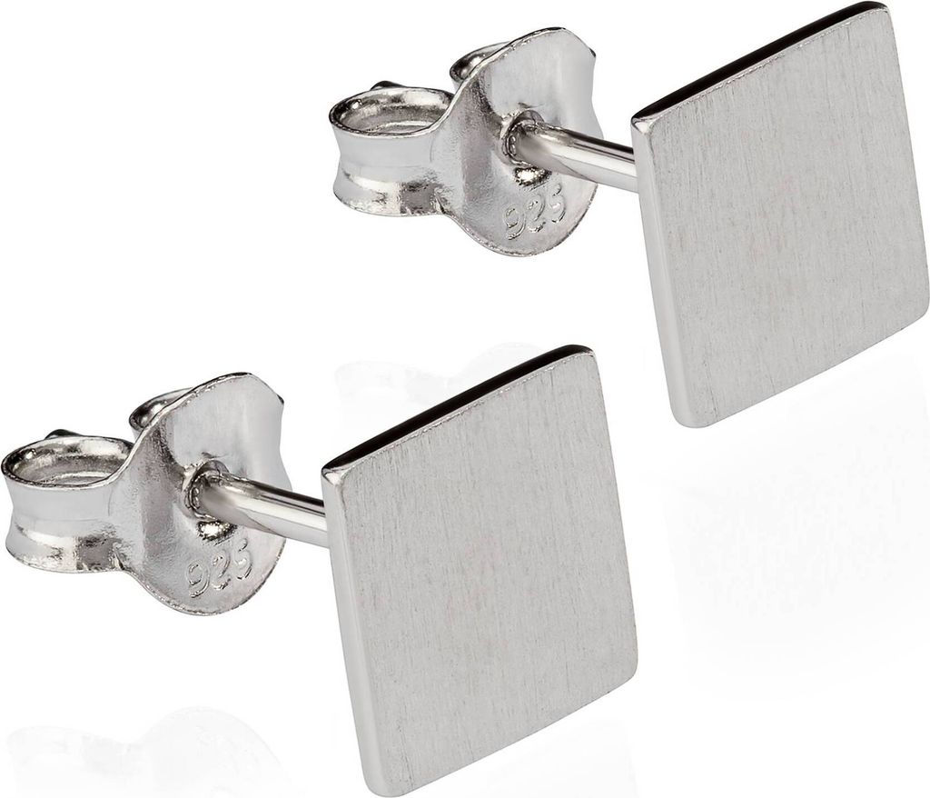 Paar Ohrstecker Platte 925 Silber anlaufgeschützt matt 7x7mm kleine Ohrringe