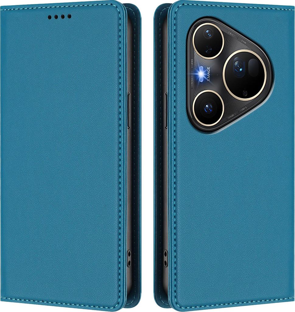 Handyhülle für Huawei Pura 80 Ultra, Kunstleder Klapphülle Stoßfeste Magnetische Hülle mit Ständer Blau