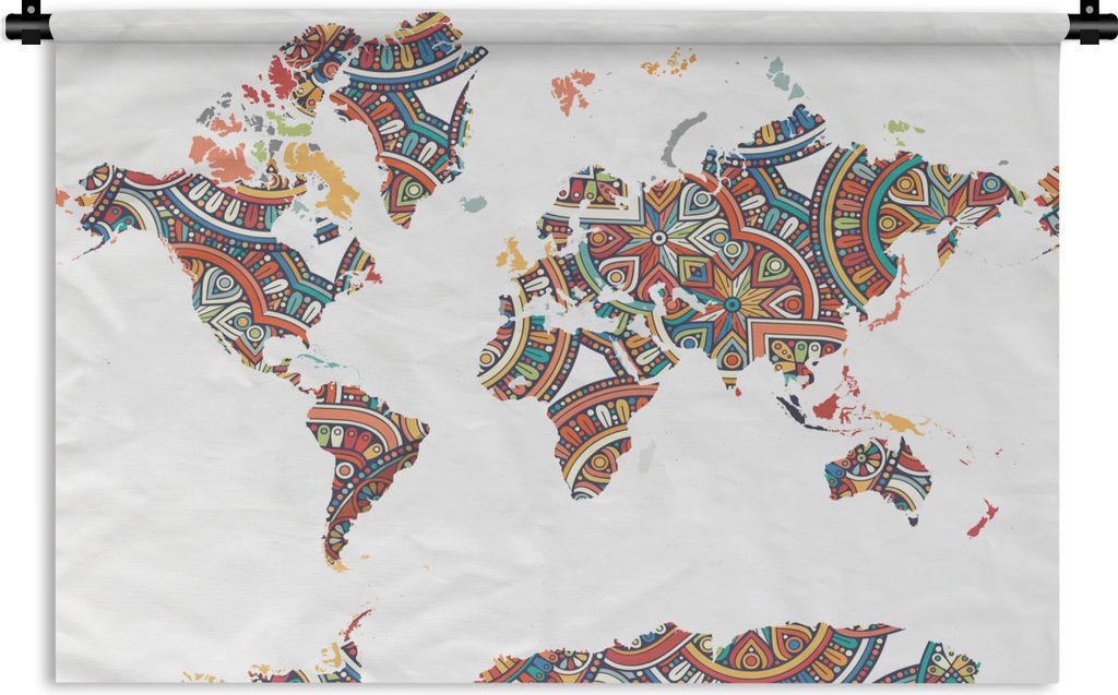 MuchoWow Wandteppich Wandbehang Weltkarte - Dekoration - Farben 150x100 cm Tapisserie Dekoration Wandtuch - Waschbar - Tapisserien - Wand-Decke