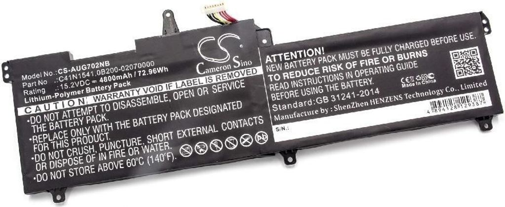 vhbw Akku kompatibel mit Asus Rog Strix GL702VS-BA250T, Strix GL702VS-BA249T, Strix GL702VS-BA247T Notebook (4800 mAh, 15,2 V, Li-Polymer)