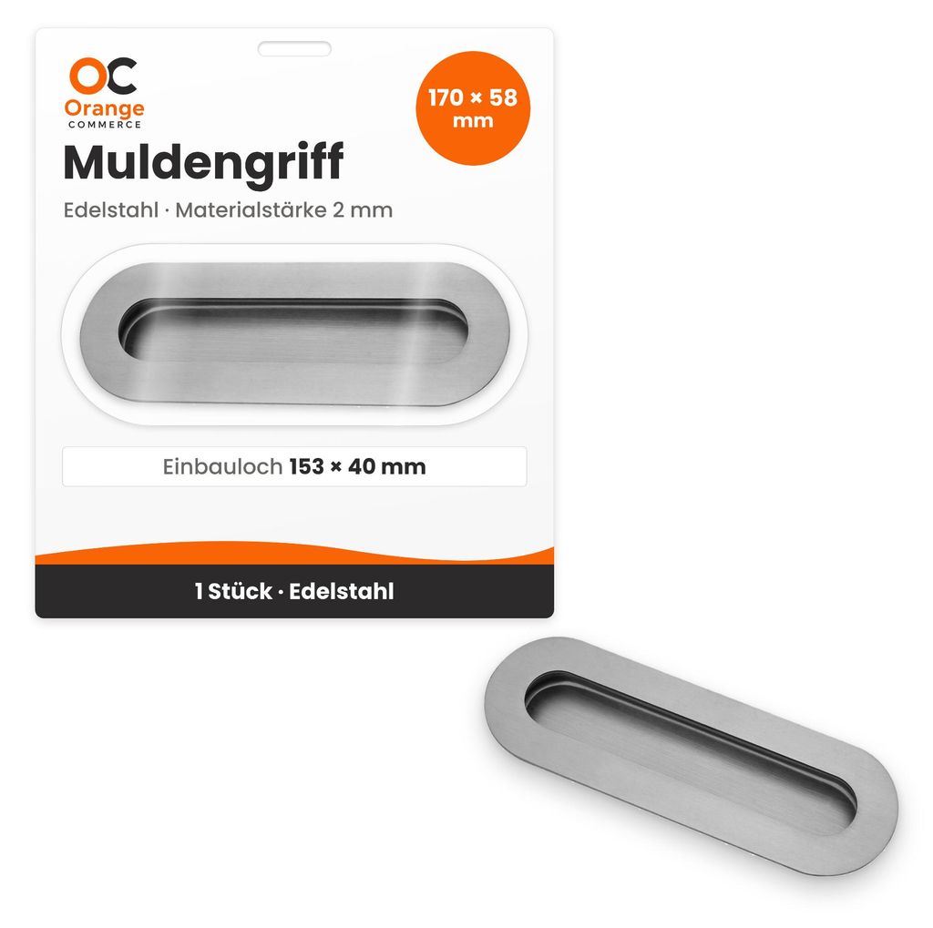Edelstahl Muldengriff Muschelgriff Möbelgriff Griffmulde Produktbild 