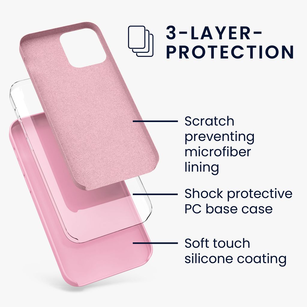 kwmobile Handyhülle für iPhone 12 Pro Max Hülle, für iPhone 12 Pro Max Case - Hülle Silikon - kabelloses Laden - Hellrosa