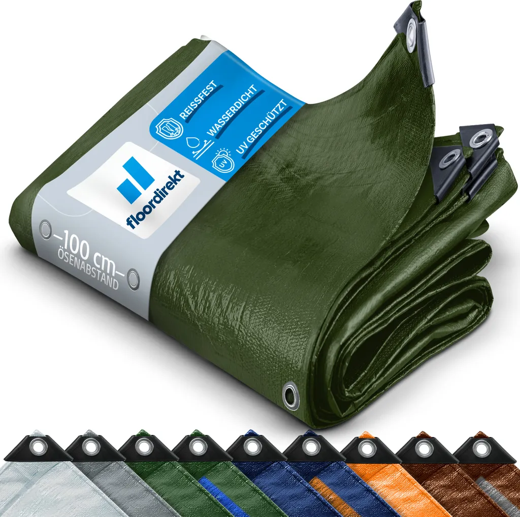 Grande bâche de protection imperméable 6x8m avec œillets 140g/m² Vert