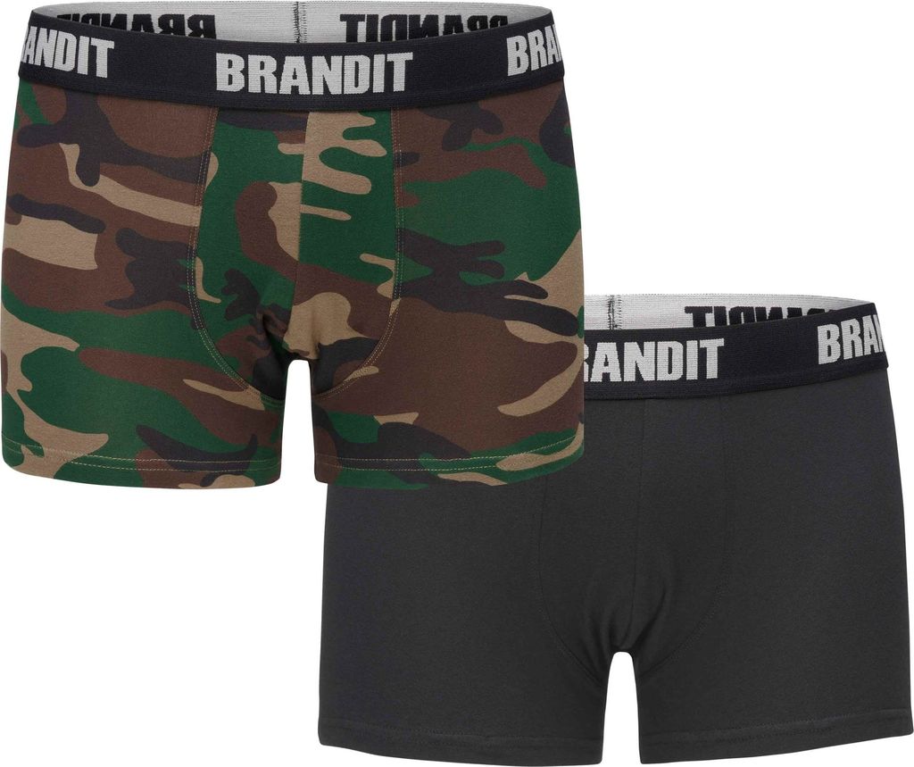 Brandit Boxer-Shorts Logo 2 Tasche Größe S Farbe Wald/Schwarz