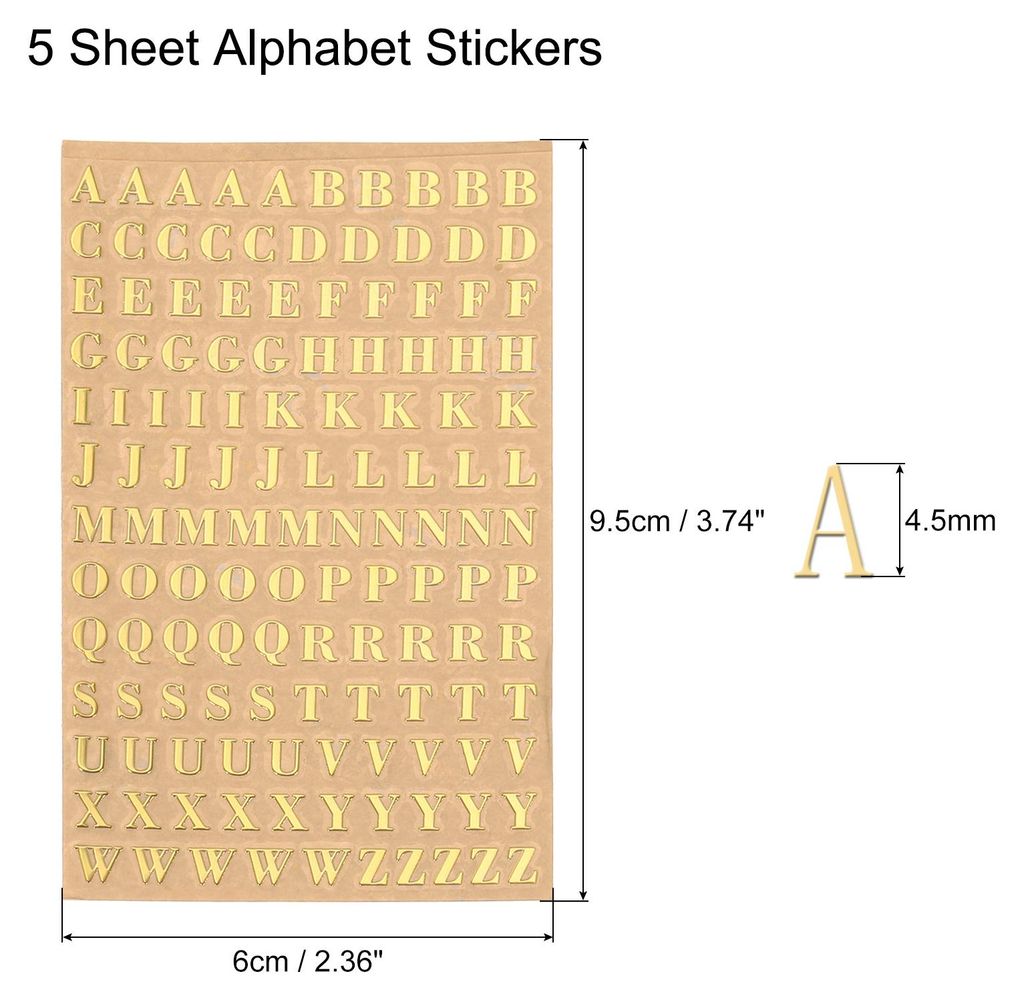 5 Bl?tter Buchstabenharz-Aufkleber 3D Klein A bis Z Gold Mini Alphabet Aufkleber Metallischer Glanzlegierung Gro?buchstaben fš¹r Harz-Nagel Scrap...