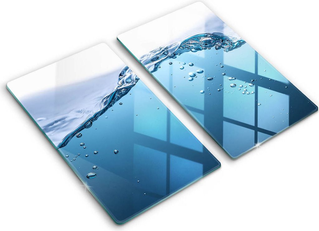 Abdeckung Glas - Küchenabdeckung - 2x30x52 cm - Abdeckplatte -Blaues Wasser