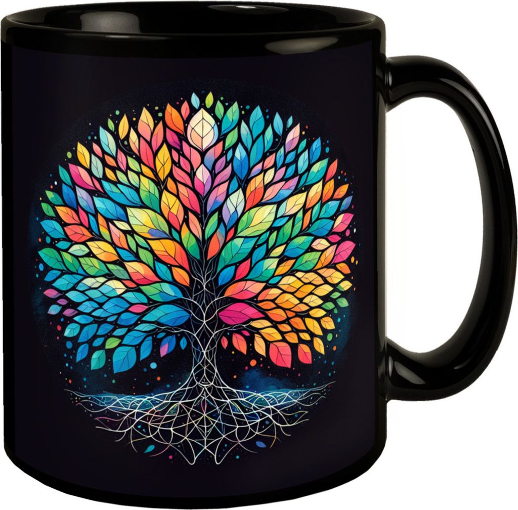Lebensbaum Tasse in Schwarz