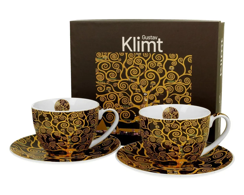 Set Regalo 2 Tazze Klimt Albero della Vita 250ml | Confezione Lusso