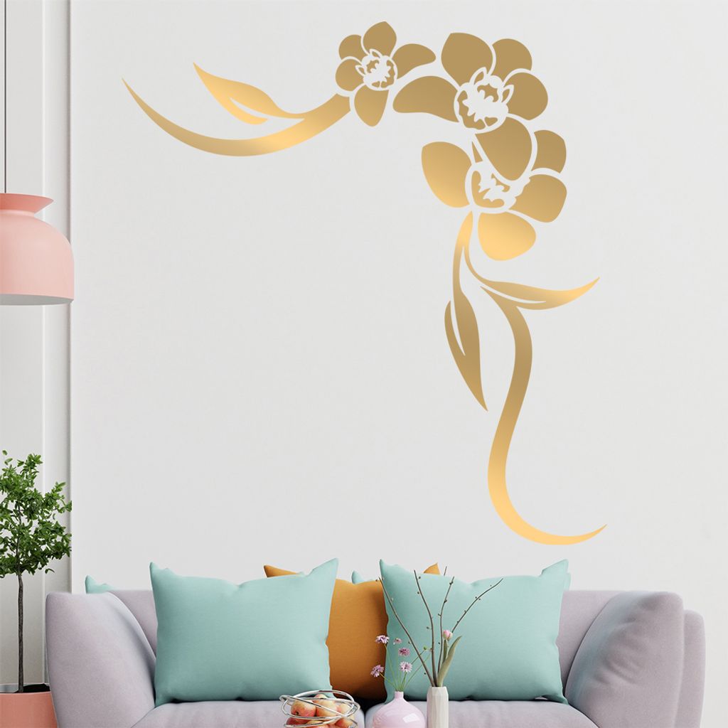 Orchidee - Linien Wandtattoo in 6 Größen - Wandaufkleber Wall Sticker - Dekoration, Küche, Wohnzimmer, Schlafzimmer, Badezimmer