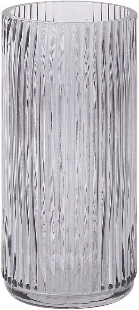 Schwarze geribbelte Glasvase für Blumen, hoch für Wohnzimmer, Esszimmer, 20 cm