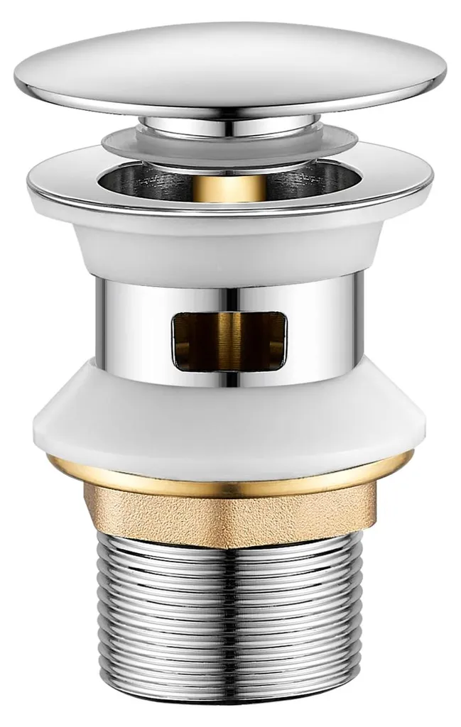Bonde de lavabo G1"1/4 avec trop-plein et clapet chromé escamotable