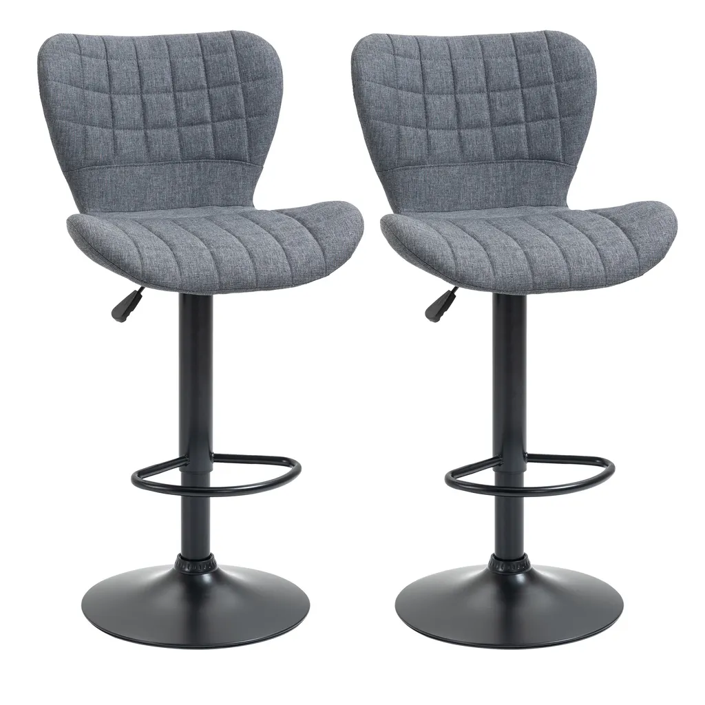 Tabouret de Bar Capitonne en Velours avec Hauteur Reglables - Set de 2