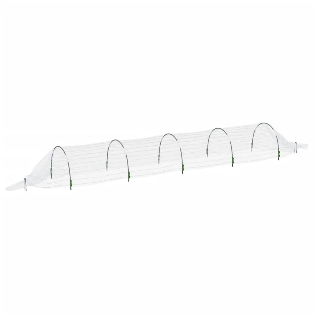 Tunnel potager 1,5x5 m robuste en fibre de verre et filet PP blanc vidaXL