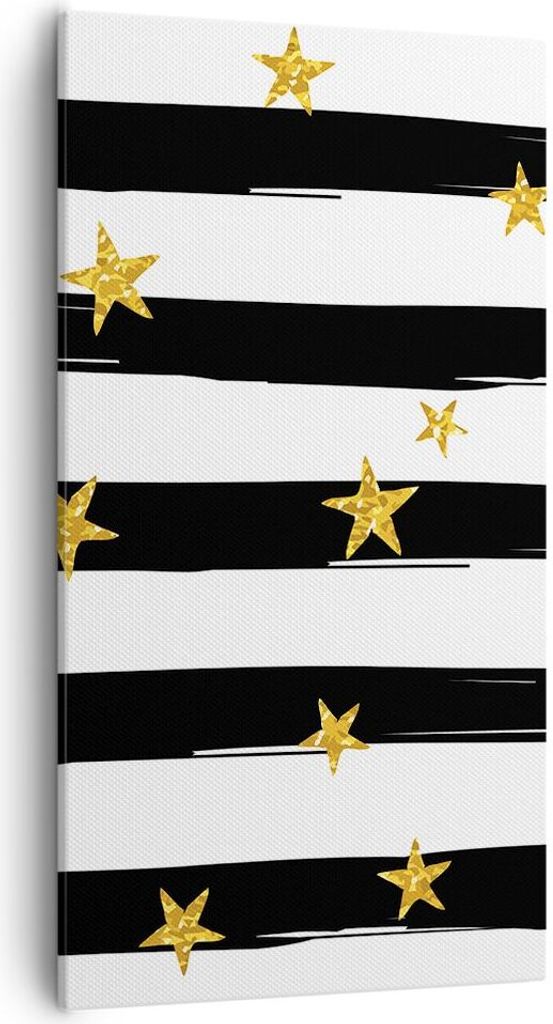 Bild auf Leinwand - Leinwandbild - Muster Stern Gold Dekoration - 55x100cm - Wand Bild - Wanddeko - Leinwanddruck - Bilder - Kunstdruck - Wanddekor...