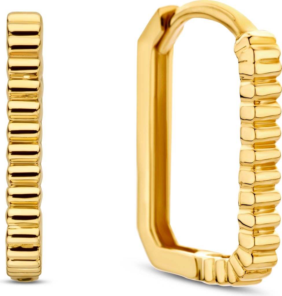 New Bling 9NBG-0750 Gold-Ohrringe Rechteckig - Ohrringe - Besetzt - 15x11mm - 2mm breit - 15mm Länge - 14 Karat - Gold